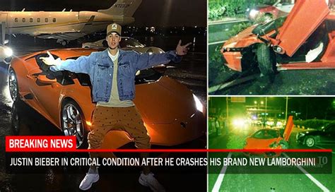 Justin Bieber In Critical Condition After He Crashes His Brand New Lamborghini