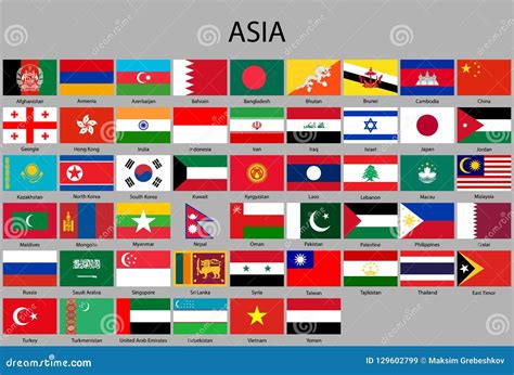 All Flags Of The Countries Of The Asia Stock Illustration Download ...