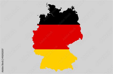 Vector Federal Republic of Germany, FRG topographic map. Germany flag on borders of country ...