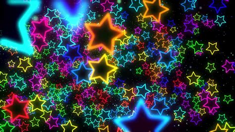 Download the Bright colorful neon stars flying in a black background 1797622 royalty-free Stock ...