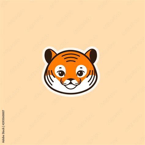 Tiger head logo, cute kind character. Vector illustration in cartoon ...