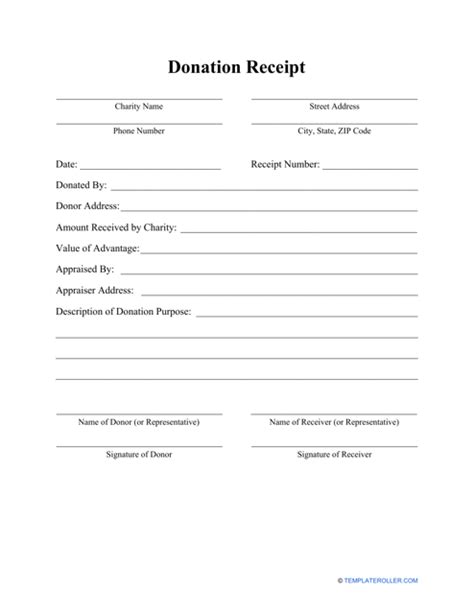 Donation Receipt Template - Fill Out, Sign Online and Download PDF ...