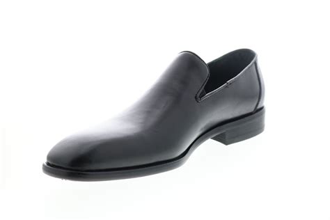 Carrucci KS259-310 Mens Black Leather Casual Loafers & Slip Ons Shoes ...