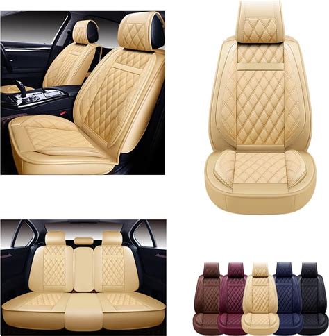 OASIS AUTO Car Seat Covers Accessories Full Set Premium Nappa Leather Cushion Protector ...