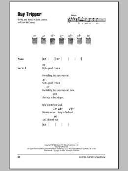 Day Tripper (Guitar Chords/Lyrics) - Print Sheet Music Now