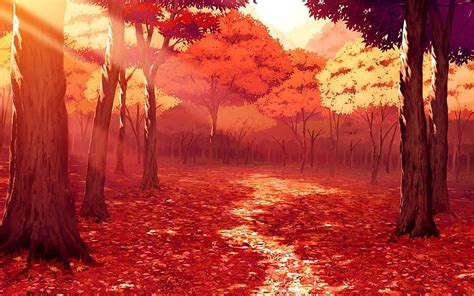 Red Anime Landscape, anime red trees HD wallpaper | Pxfuel