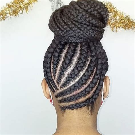 Cornrows into Bun | Black hair updo hairstyles, Braided bun hairstyles ...