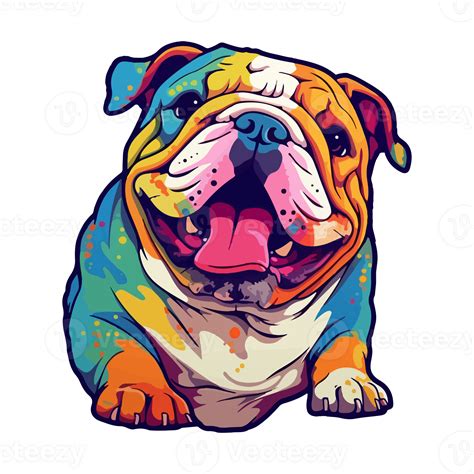 Colorful Bulldog Dog, Bulldog Portrait, Dog Sticker Clip art, Dog Lover design, . 24240853 PNG