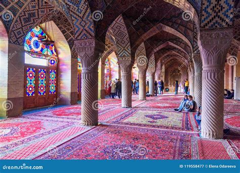 Interior of Nasir Ol-Molk Mosque, Also Famous As Pink Mosque. Shiraz. Iran Editorial Photography ...