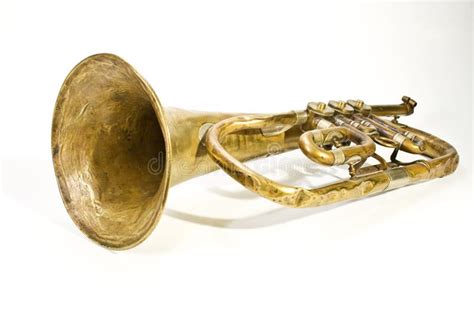 Old vintage copper trumpet stock image. Image of loudly - 4310433