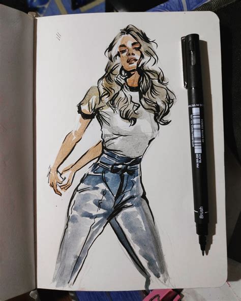 Watercolor and brush pen : r/drawing