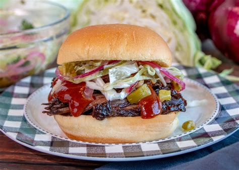 BBQ Brisket Sandwich with Tangy Pickle & Onion Slaw - Martin's Famous ...