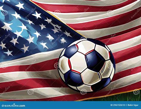 Illustration of a USA Flag with the Soccer Ball Stock Illustration ...