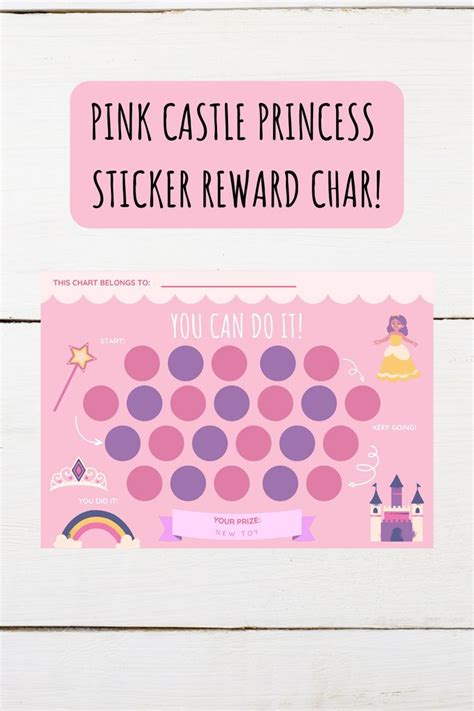 Pink Castle Princess Reward Chart Sticker Reward Chart Girl Reward Chart Toddler Reward Chart ...