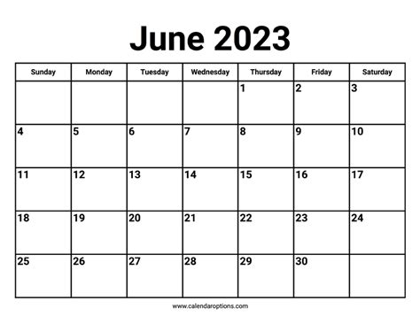 June 2023 Calendars – Calendar Options