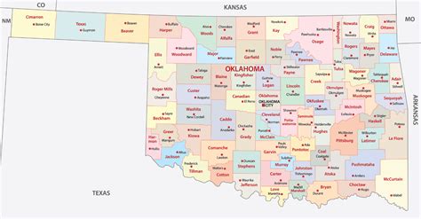 Oklahoma Counties Map | Mappr