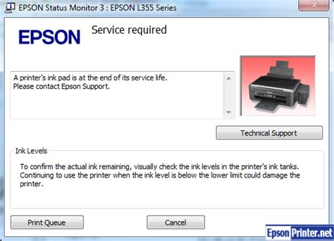 Reset Epson L3060 ink pads are at the end of their service life