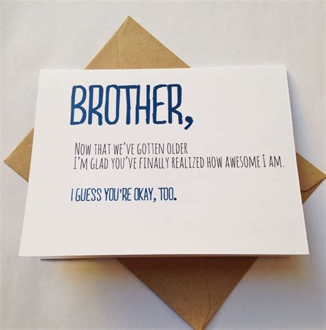 Brother Card Brother Birthday Card Funny Card Card for - Etsy ...