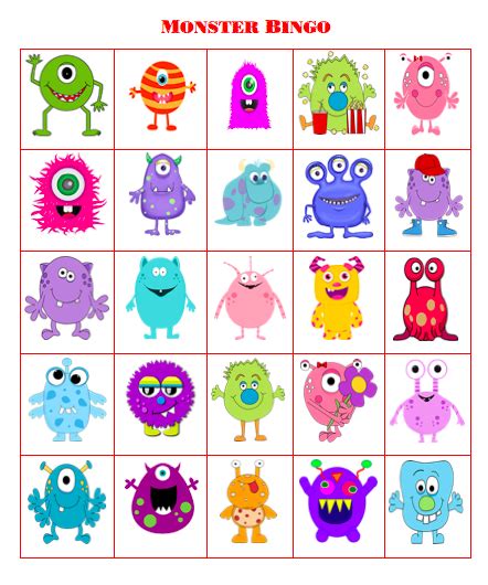 Free Printable Monster Bingo - Grandma Ideas