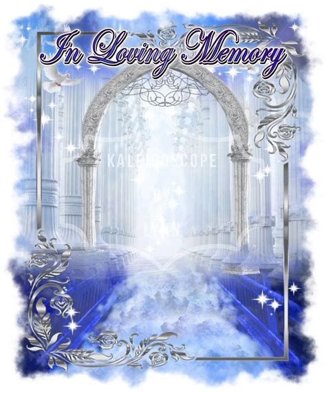 Blue Heavens Gate Angel Memorial PNG Add Photo Rest in Peace Template for Funeral RIP Memorial ...