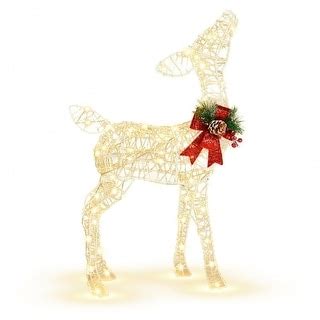 Lighted Christmas Reindeer Decorations with 50 LED Lights for Outdoor Yard - White - 20.5" x 8 ...