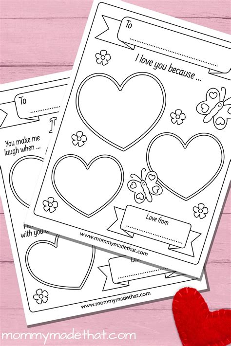 Printable I Love You Template: Cute I Love You Because Activity