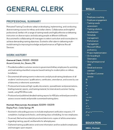 General Clerk Resume Example