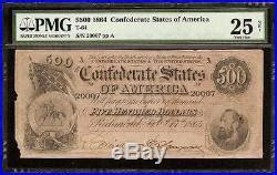 1864 $500 Dollar Bill Confederate States Currency Note CIVIL War Money ...