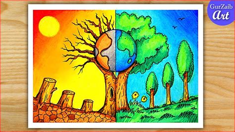 Landscape Drawing For Kids, Nature Drawing For Kids, Easy Scenery Drawing, Drawing Sunset ...