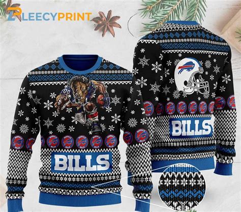 Buffalo bills ugly sweater - Mascot Full Print Black - BUFFALOBILLSFANSTORE