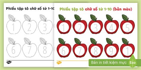 Phiếu Tập Tô Chữ Số Từ 1-10 (teacher made)