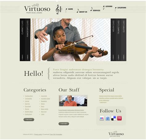 Free music classes website template | Templates Perfect