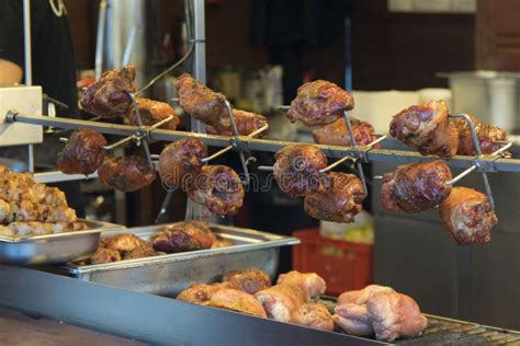 Grilled Meat on Open Market Food Stand during Krakow Christmas Market. Stock Image - Image of ...