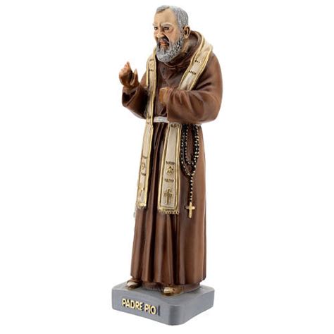 Saint Padre Pio statue with stole, 26 cm colored resin | online sales ...