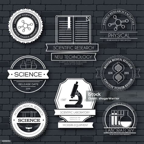 Science Label Template Set Emblem Element For Your Product Stock ...