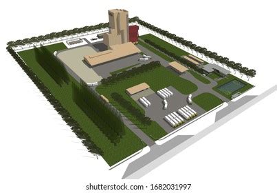 3d Illustration Cement Plant Layout Stock Illustration 1682031997