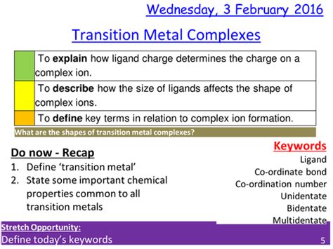 Transition Metal Complexes | Teaching Resources