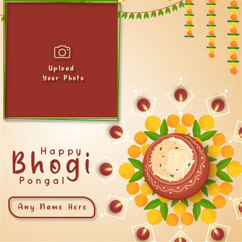 Happy Bhogi Pongal 2024 Wishes Photo Frame With Name