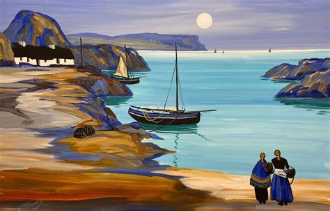 Ballintoy Moonlight, Co.Antrim by J P Rooney – Irish Art Plus