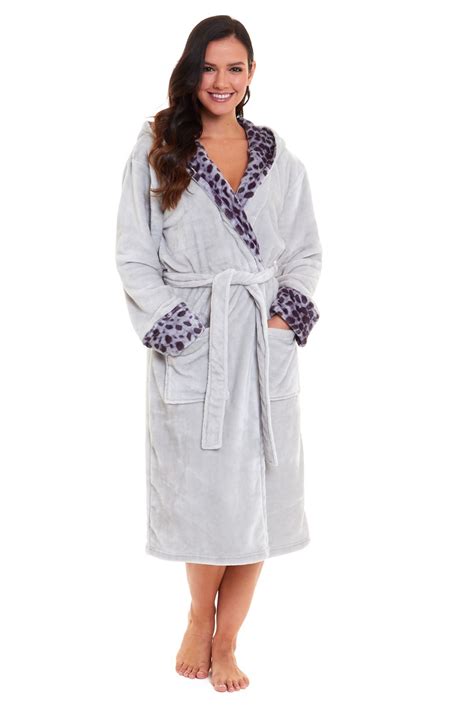 Womens Ladies Teddy Fleece Lined Dressing Gown Fluffy Snuggle Soft Warm Robe | eBay