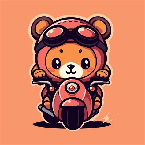 Bear on a motorcycle cartoon character in 2023 | Cartoon characters ...