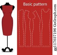 2 Sheath Dress Basic Sewing Pattern Vector Clip Art | Royalty Free - GoGraph