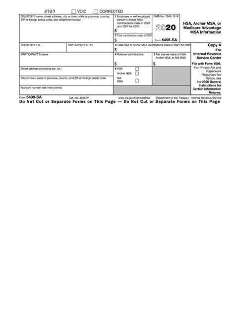 IRS 5498-SA 2020-2021 - Fill and Sign Printable Template Online | US Legal Forms