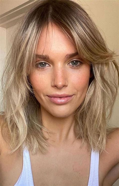 Cute Ways To Style A Long Bob With Bangs : Cute Bronze Long Bob