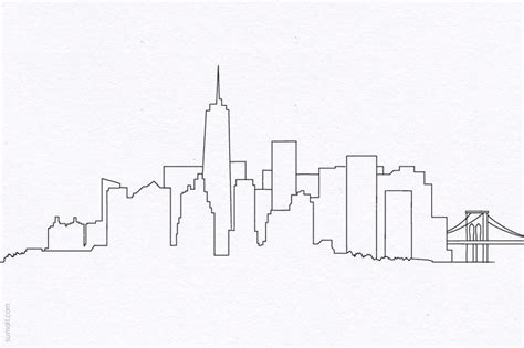 New York City Skyline Simple Drawing Sketch Template | Arte prospettiva, Dipinti murali, Idee ...