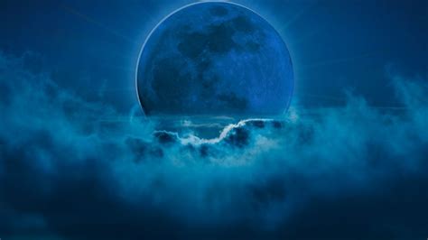 Blue moon Wallpaper 4K, Night, Surreal, Blue background