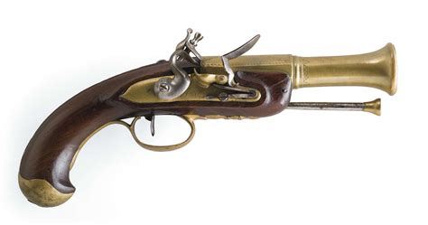 FRENCH BRASS BARREL AND LOCK FLINTLOCK BLUNDERBUSS PISTOL, 1790-1810 ...