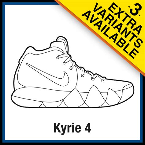 Nike Kyrie 4 Sneaker Coloring Pages - Created by KicksArt