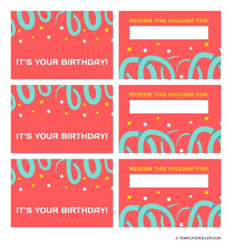 Birthday Coupon Template - Red and Blue - Fill Out, Sign Online and Download PDF | Templateroller