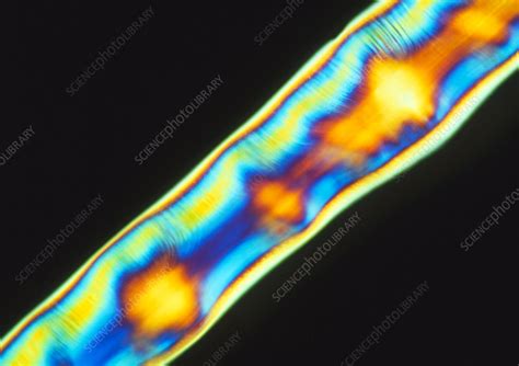 PLM of a synthetic liquid crystal polymer fibres - Stock Image - H120 ...